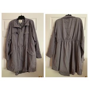 Gray twill anorak jacket.